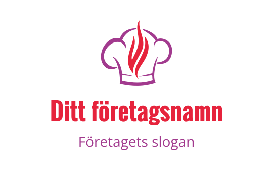 Kockhatt logo design med röda lågor och fet text