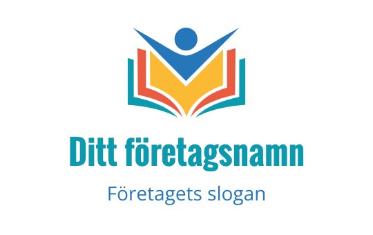 Färgglad logotypdesign med en öppen bok och en personikon