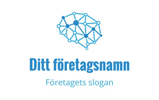 Modern blå logo med en nätverkskopplad hjärnillustration