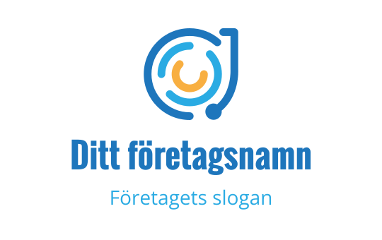Modern logotypdesign med ett cirkulärt blått och orange motiv