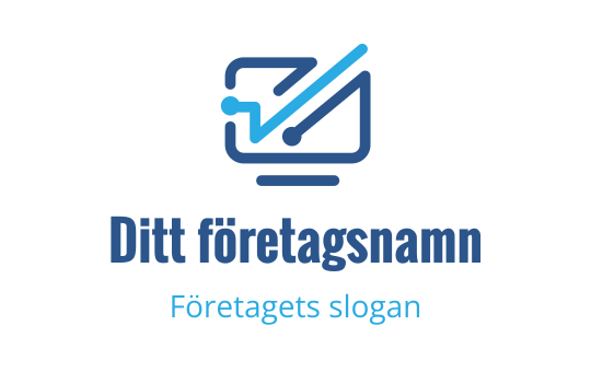 Modern logotypdesign med en stiliserad graf och skärm i blå nyanser