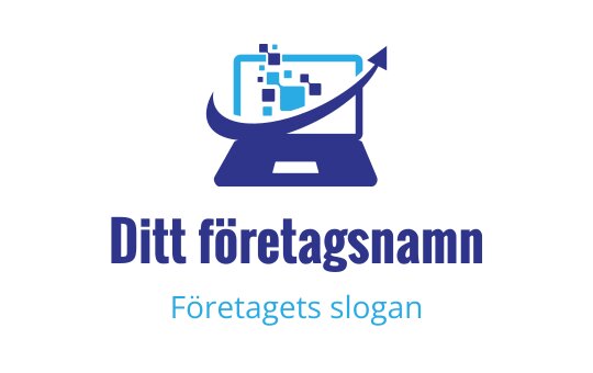 Modern logotypdesign med en bärbar dator, digitala element och en uppåtriktad pil