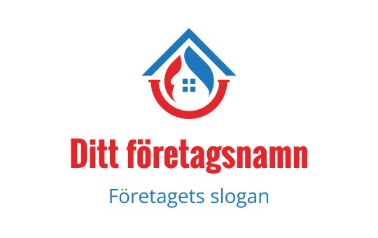 Modern logotypdesign med ett hus och inslag av vattendroppe och låga