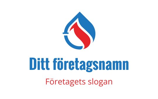 Modern blå och röd droppformad logotypdesign med böjda linjer