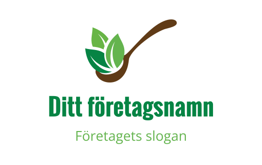 Modern logotypdesign med en sked och gröna blad