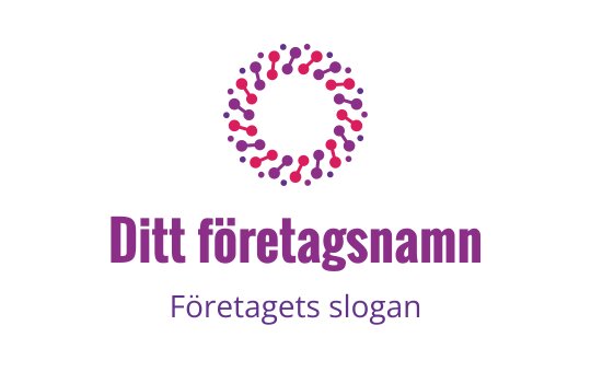 Färgglad cirkulär logotypdesign med prickar i rosa och lila nyanser