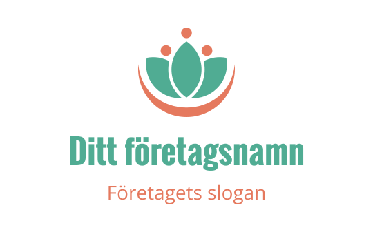 Modern logotypdesign med en stiliserad lotusblomma i teal och korall