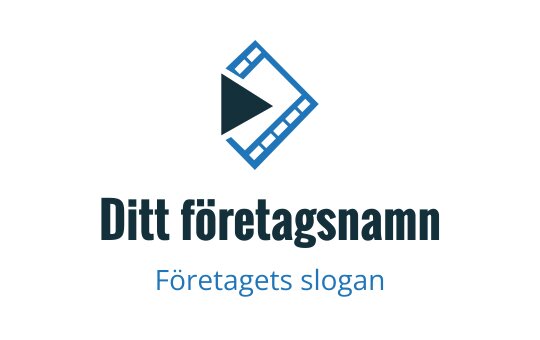 Modern logotypdesign med en filmremsa och play-knapp i blått