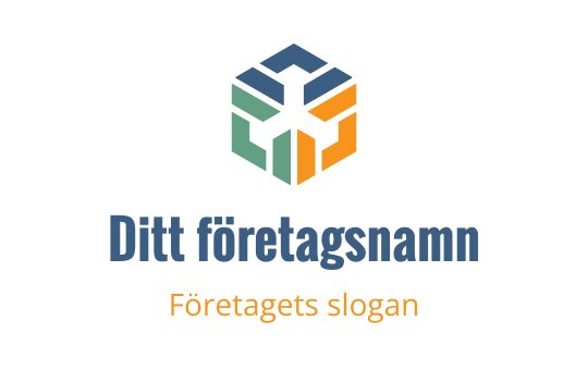 Modern hexagonal logotypdesign med blå, grön och orangea element