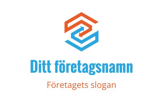 Modern geometrisk logotypdesign med sammanlänkade former i orange och blått