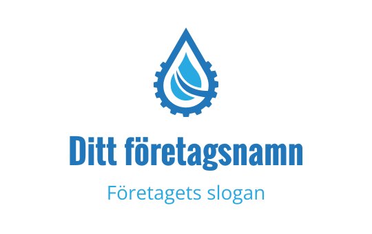 Modern blå vattendroppe logo design med kugghjulselement