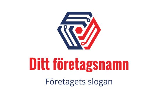 Modern hexagonal logotypdesign med röda och blå kretsmönster