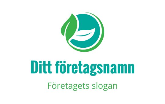 Modern logotypdesign med ett leende blad i en cirkulär teal bakgrund
