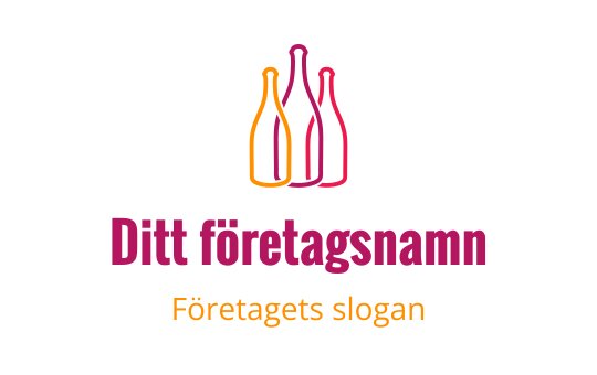 Färgglad logotypdesign med tre stiliserade flaskor i rosa och orange