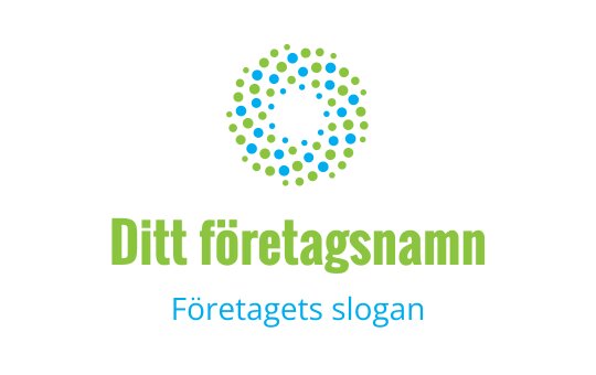 Modern cirkulär logotypdesign med grönt och blått prickmönster