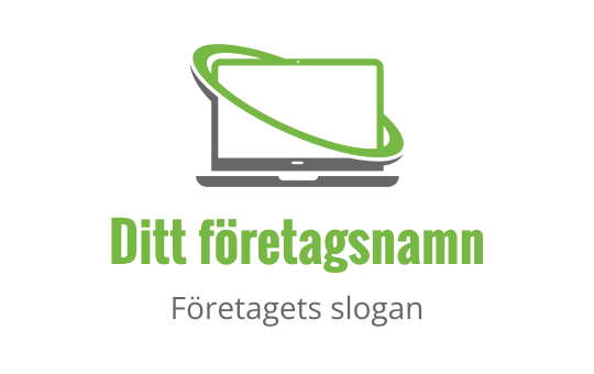 Modern laptop logotypdesign med en grön omloppslinje
