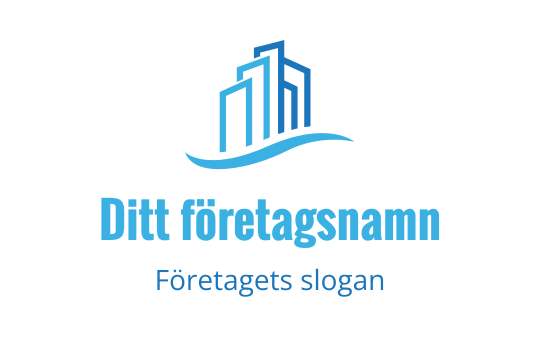 Modern blå skyline logotypdesign med flödande vågelement