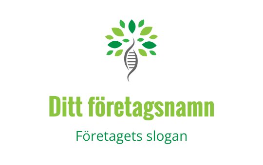 Modern logotypdesign med ett träd med gröna blad och en DNA-sträng