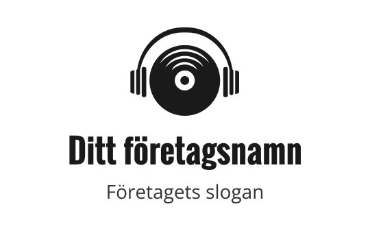 Modern logotypdesign med en vinylskiva och hörlurar