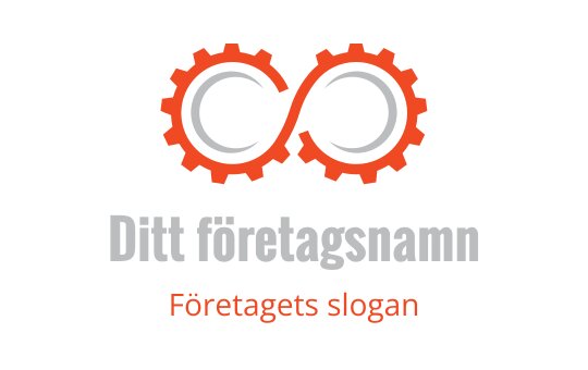 Modern oändlighet logo design med sammanlänkade kugghjul i orange och grått