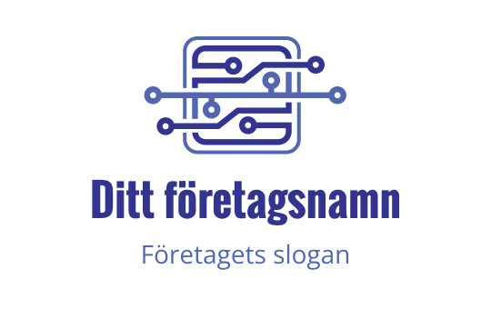 Modern logotypdesign med ett kretsmönster i blått och lila