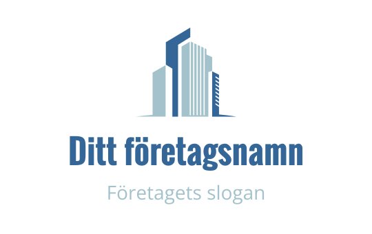Modern blå skyskrapa logo design med rena linjer och geometriska former