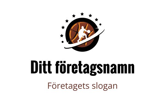 Dynamisk basketlogo med en spelare i aktion mot en orange bakgrund