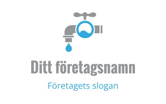 Modern kranlogo med en blå vattendroppe och grå detaljer