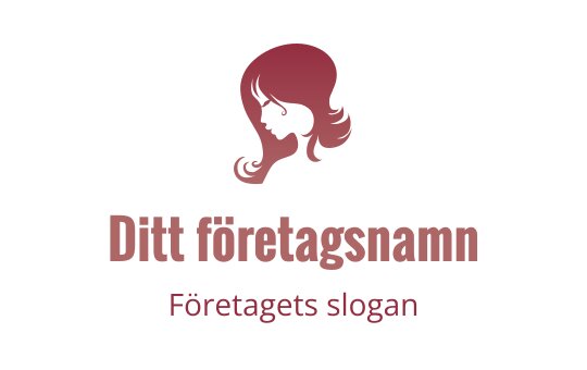 Elegant logo med en silhuett av en kvinna med flödande hår