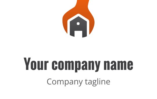 Fet logotypdesign med en orange växel, bruna accenter och grå text