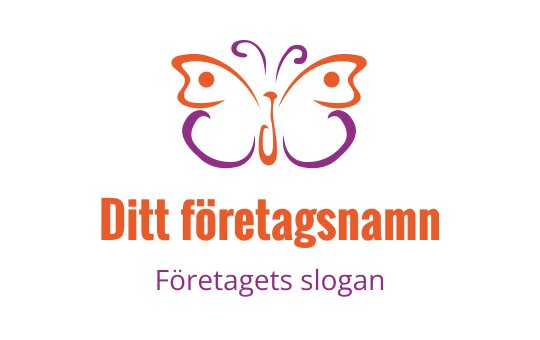 Färgglad fjäril logo design med orange och lila accenter