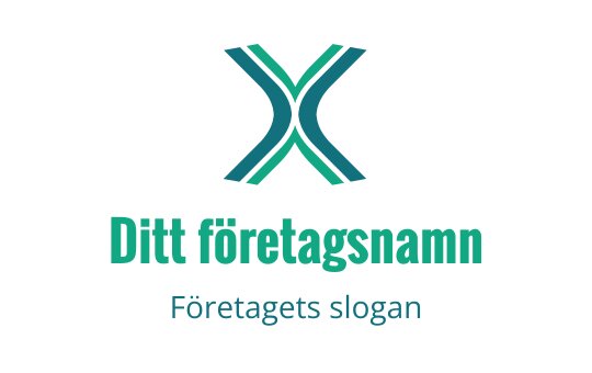 Modern logotypdesign med en abstrakt teal och grön 'X'-form