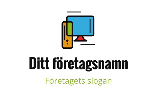 Modern logotypdesign med en datorskärm och stationär dator i livliga färger