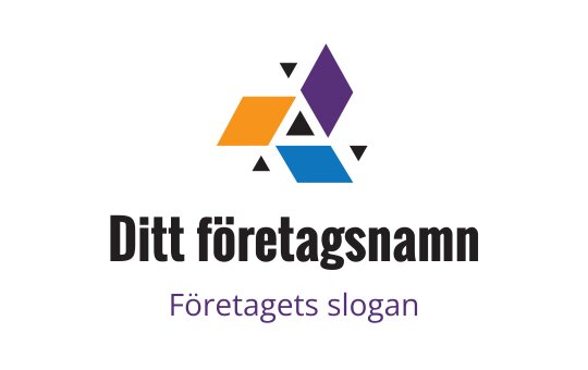 Modern geometrisk logotypdesign med orange, blå och lila former