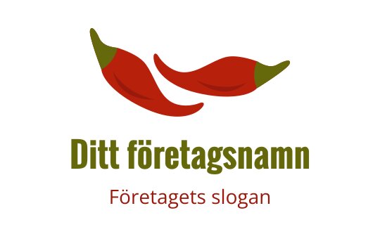Fet logotypdesign med två röda chilipeppar och gröna accenter
