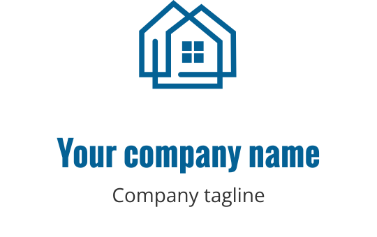 Teal logo med en stiliserad husdesign och en välkomnande entré