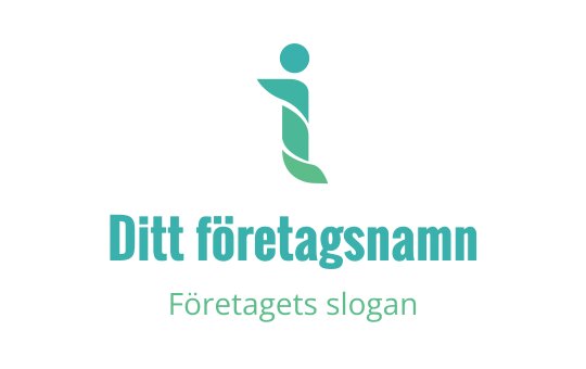 Modern logotypdesign med en stiliserad figur och gröna blad