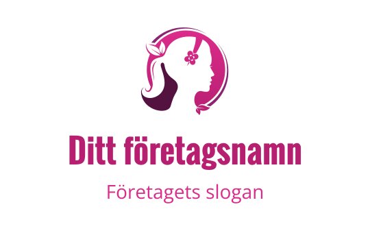 Stilren logotypdesign med en silhuett av en kvinna med en blomma