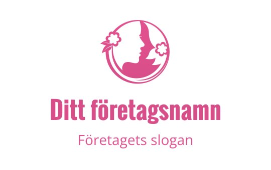 Elegant rosa logotypdesign med en silhuett av en kvinnas profil med blommor