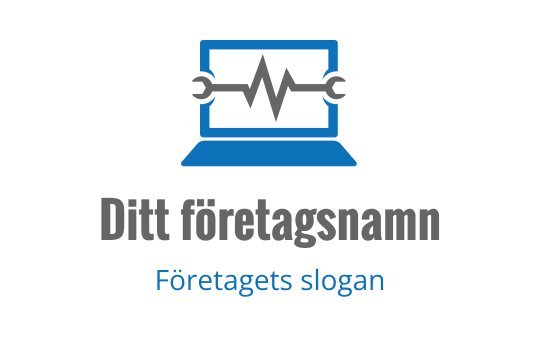 Modern laptop logo design med en skiftnyckel och hjärtslagslinje