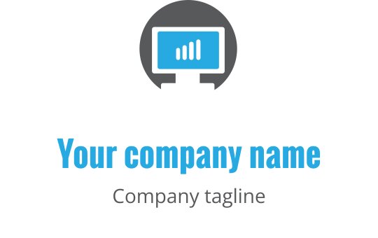 Modern logotypdesign med en datorskärm och databars