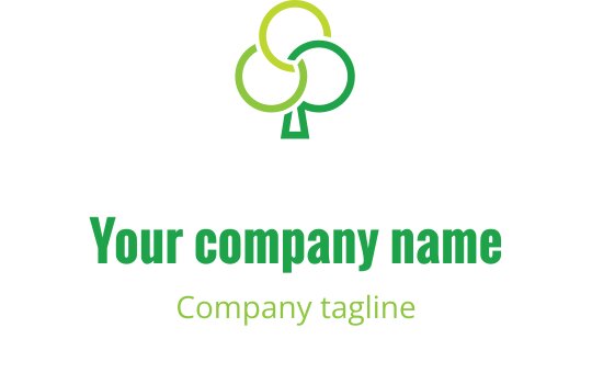 Modern trädlogo med överlappande gröna cirklar och stam