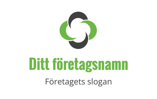 Modern logotypdesign med en cirkulär virvel i grönt och grått