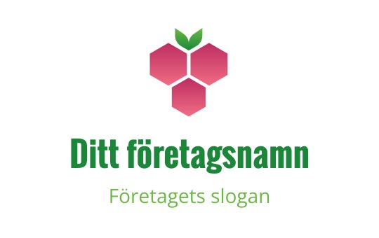 Modern rosa hexagon logo design med gröna bladdetaljer