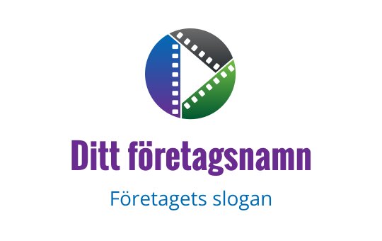 Färgglad cirkulär logotypdesign med filmremsor i blått, grönt och svart