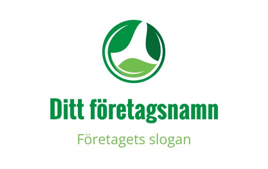 Modernt grönt logotypdesign med cirkulär form och bladdelement