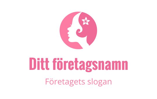 Elegant rosa silhuettlogo med en kvinnas profil och en blomma