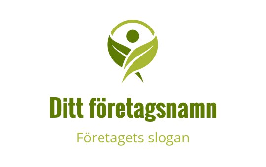 Modern logotypdesign med en person omgiven av gröna blad