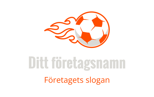 Dynamisk fotboll logo design med lågor i orange och svart