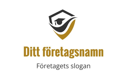 Modern sköldlogo med en examenshatt och guldaccenter